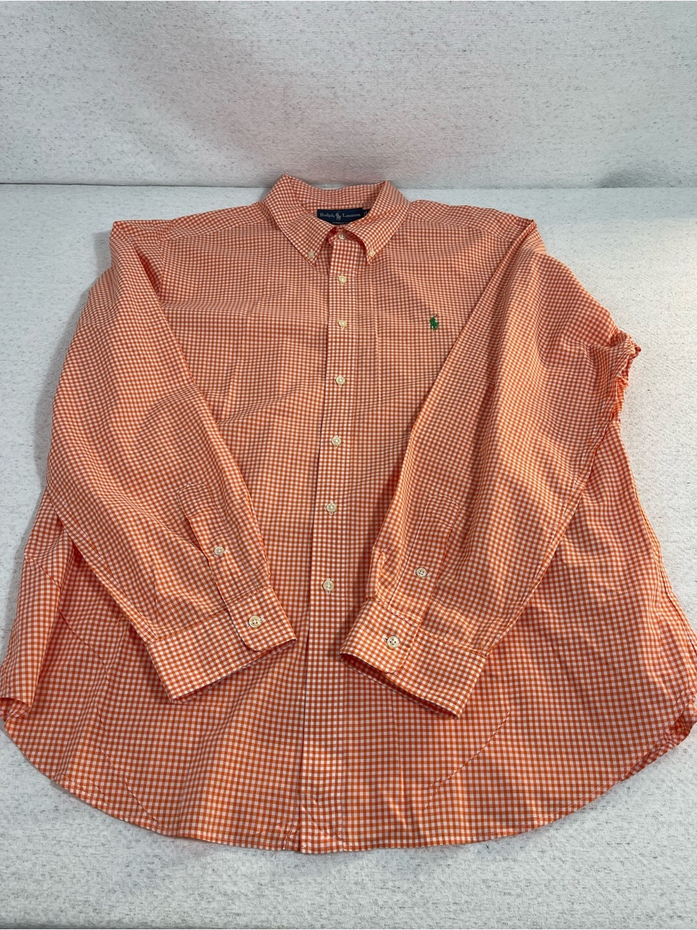 Ralph Lauren Men's XXL Classic Fit Orange/White Check Woven Shirt.SKU#0578
